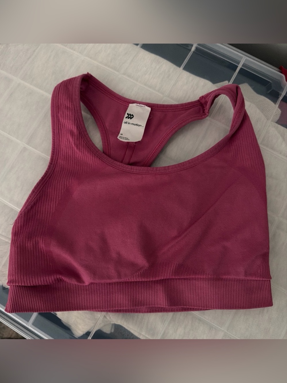all in motion Ribbed Racerback Sports Bra - Deep Raspberry Pink